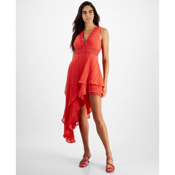 GUESS Sleeveless High-Low Danny Dress Portenho Pink Orange Size S MSRP $228 - Picture 1 of 4
